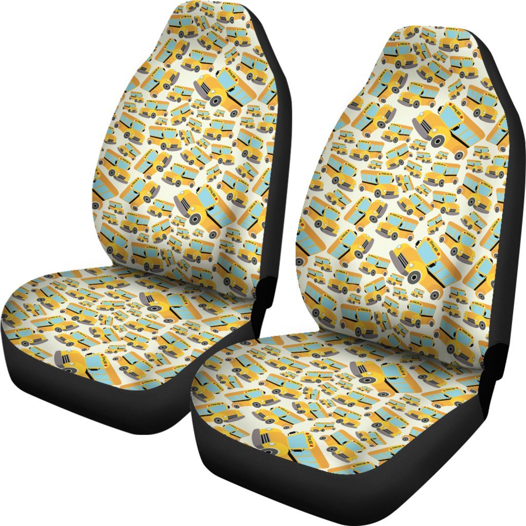 School Bus Pattern Print Universal Fit Car Seat Cover-grizzshop