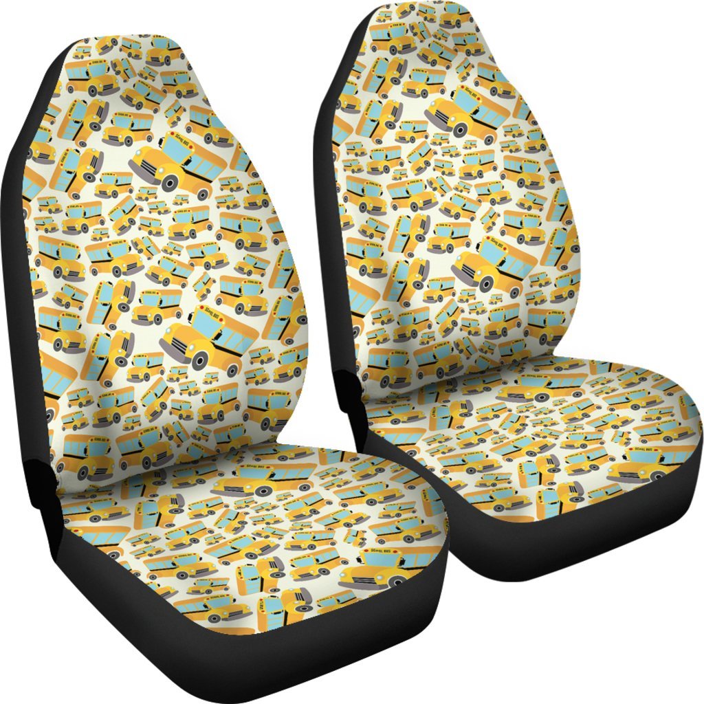 School Bus Pattern Print Universal Fit Car Seat Cover-grizzshop