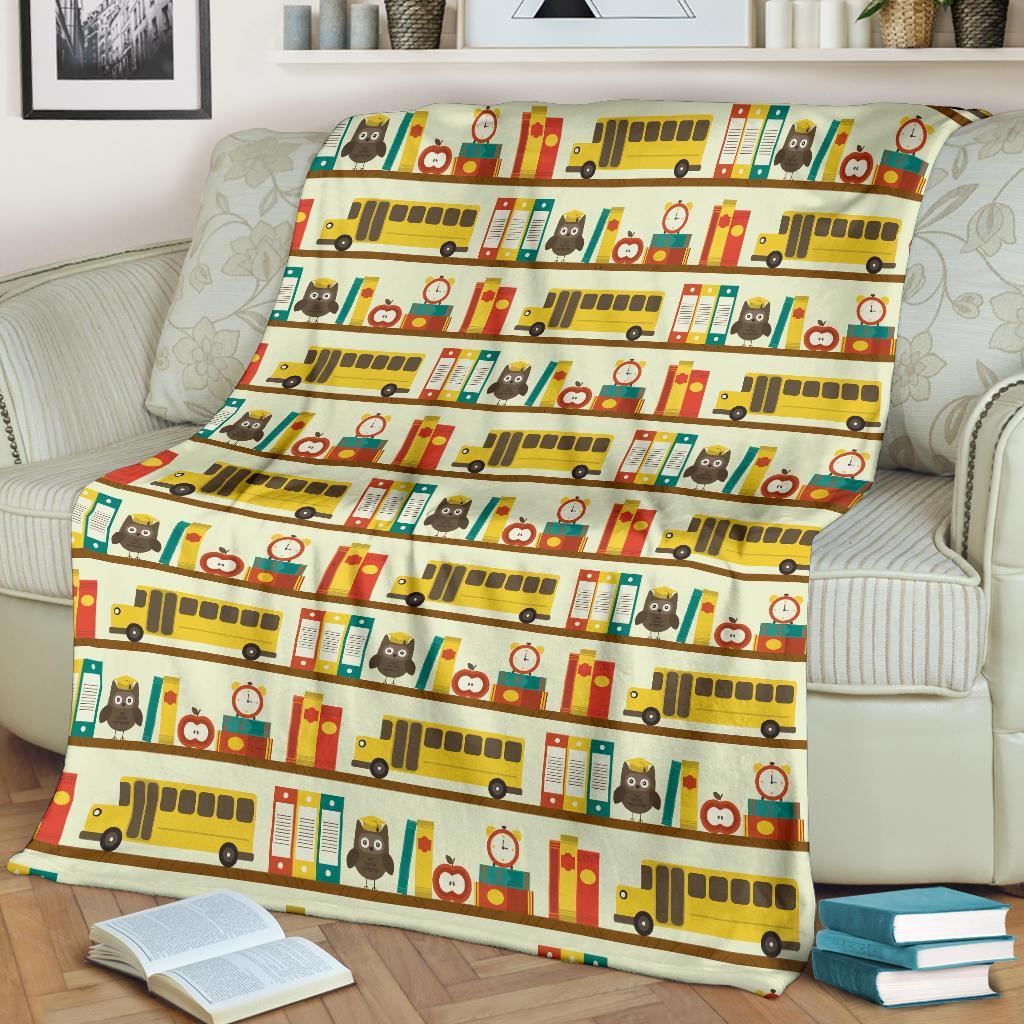 School Bus Print Pattern Blanket-grizzshop