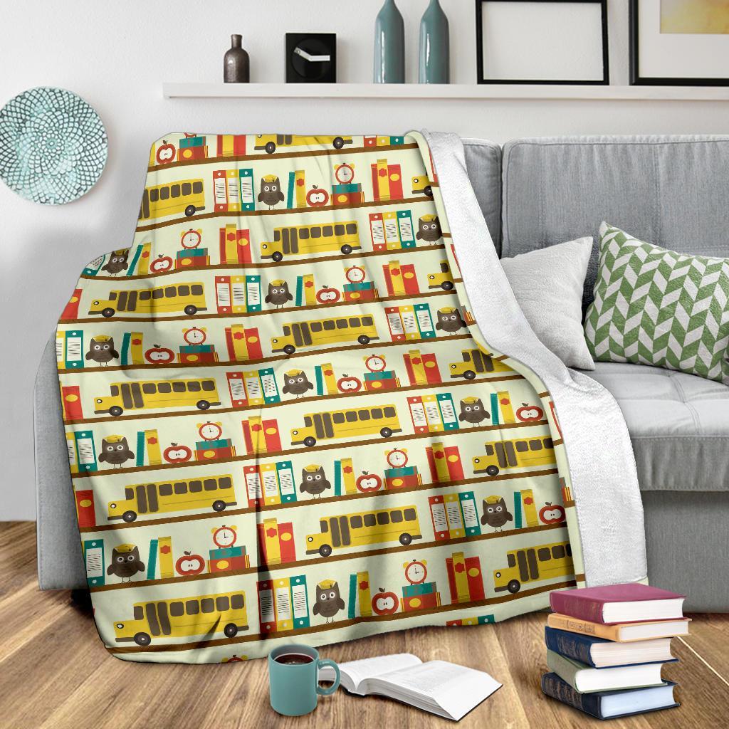 School Bus Print Pattern Blanket-grizzshop