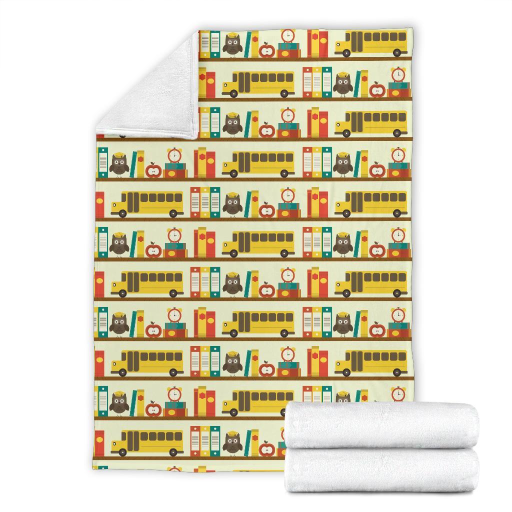 School Bus Print Pattern Blanket-grizzshop