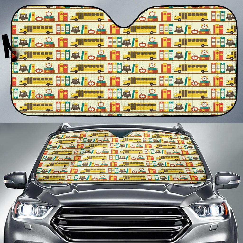 School Bus Print Pattern Car Sun Shade-grizzshop