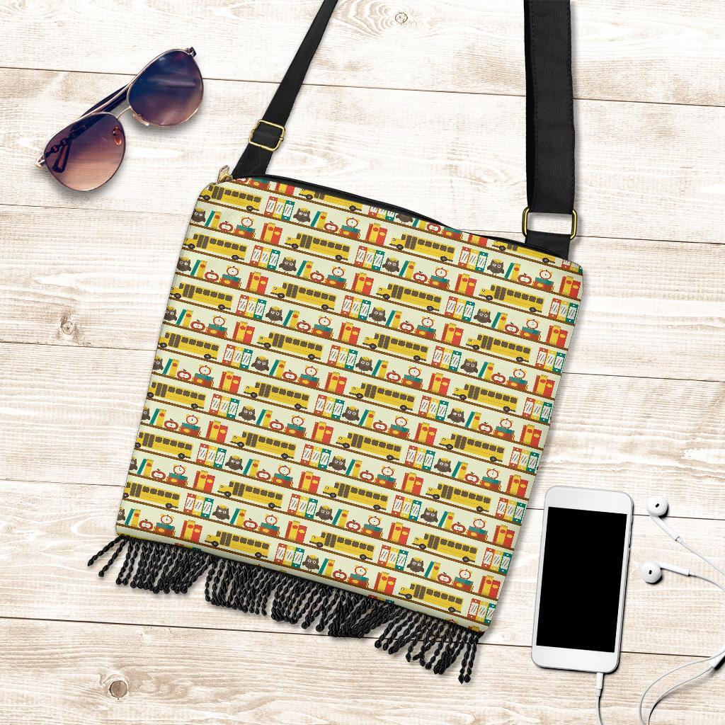 School Bus Print Pattern Crossbody Bags-grizzshop