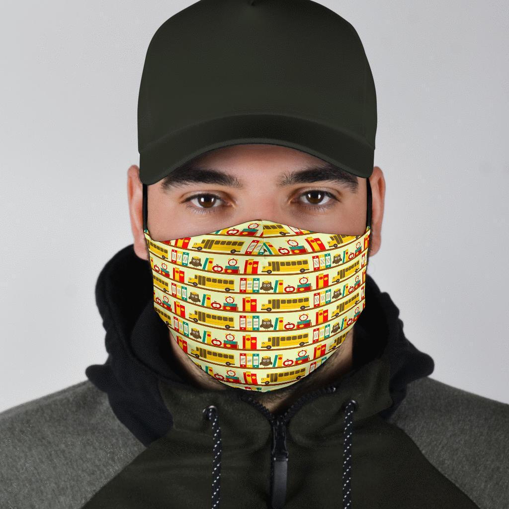 School Bus Print Pattern Face Mask-grizzshop