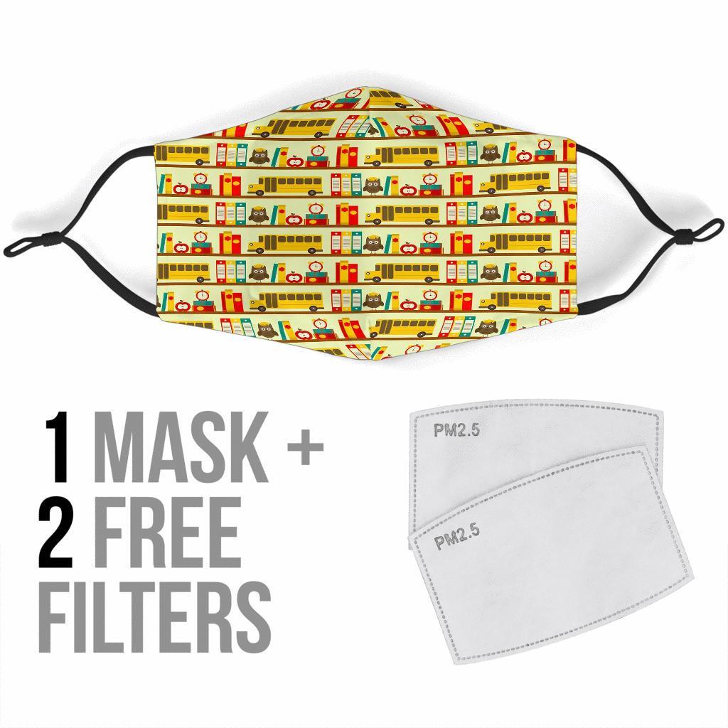 School Bus Print Pattern Face Mask-grizzshop