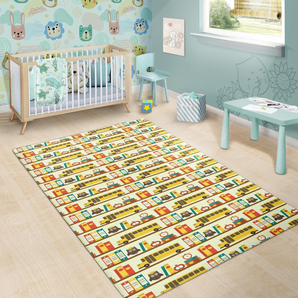 School Bus Print Pattern Floor Mat-grizzshop