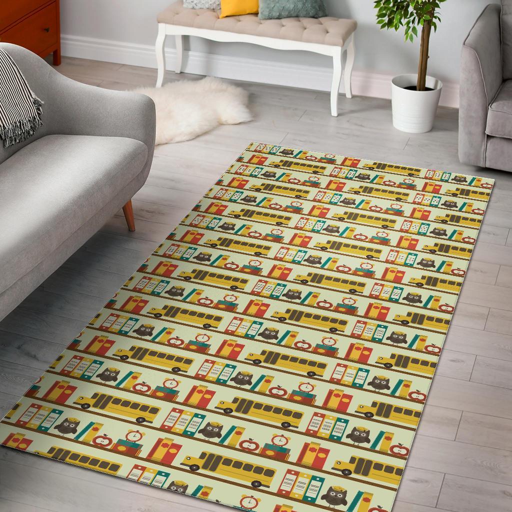 School Bus Print Pattern Floor Mat-grizzshop