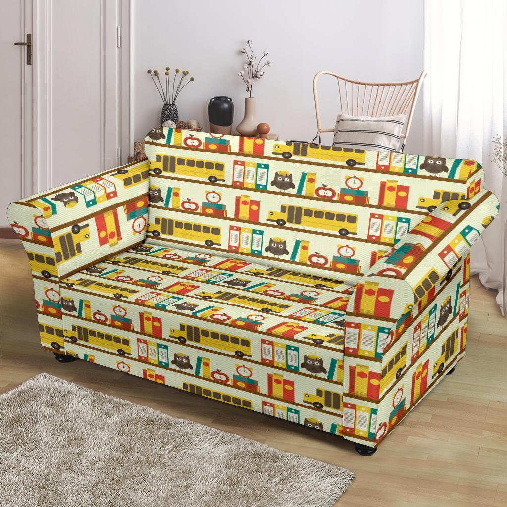 School Bus Print Pattern Loveseat Cover-grizzshop