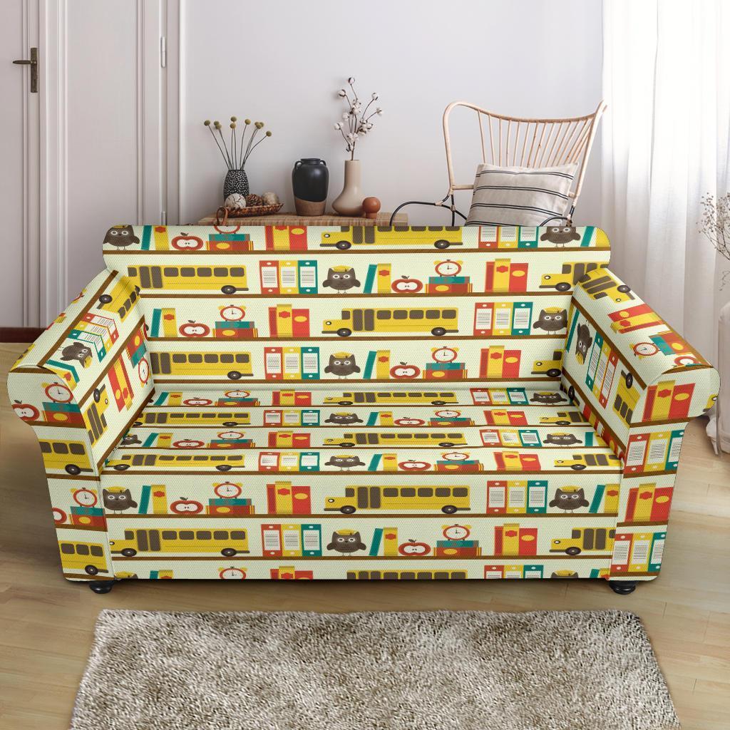 School Bus Print Pattern Loveseat Cover-grizzshop