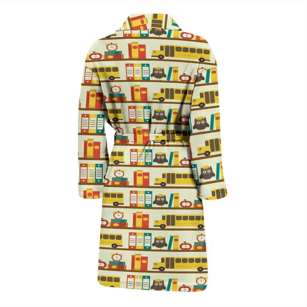 School Bus Print Pattern Men Long Robe-grizzshop