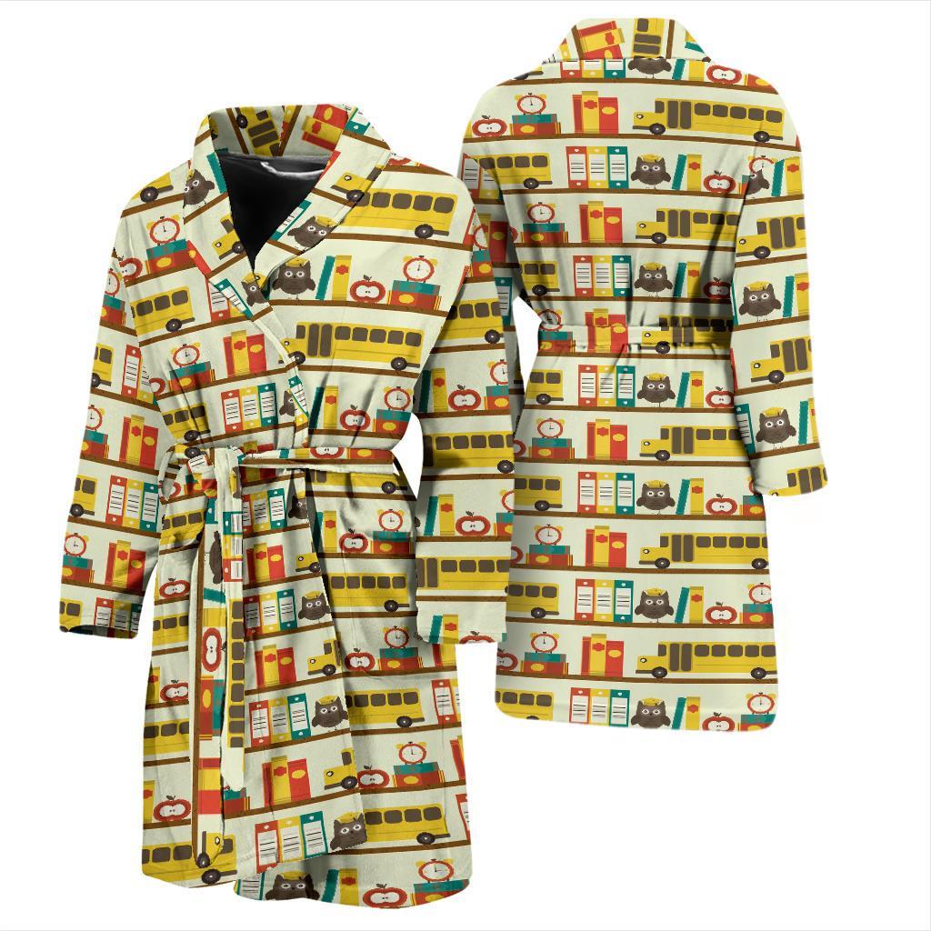 School Bus Print Pattern Men Long Robe-grizzshop