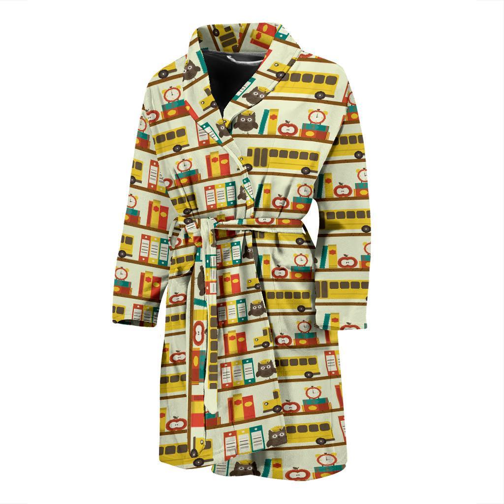 School Bus Print Pattern Men Long Robe-grizzshop