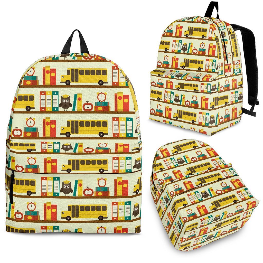 School Bus Print Pattern Premium Backpack