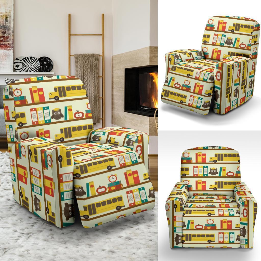 School Bus Print Pattern Recliner Cover-grizzshop