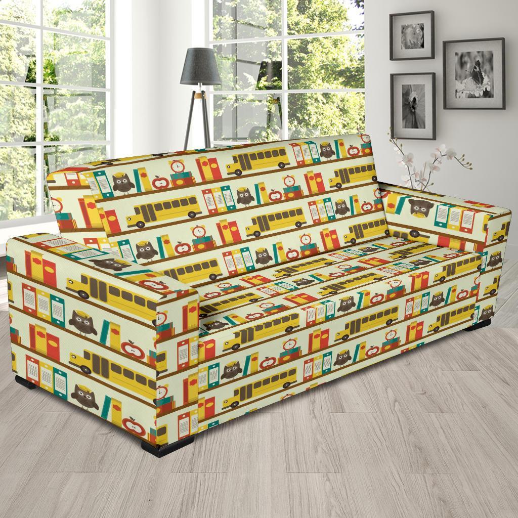 School Bus Print Pattern Sofa Covers-grizzshop