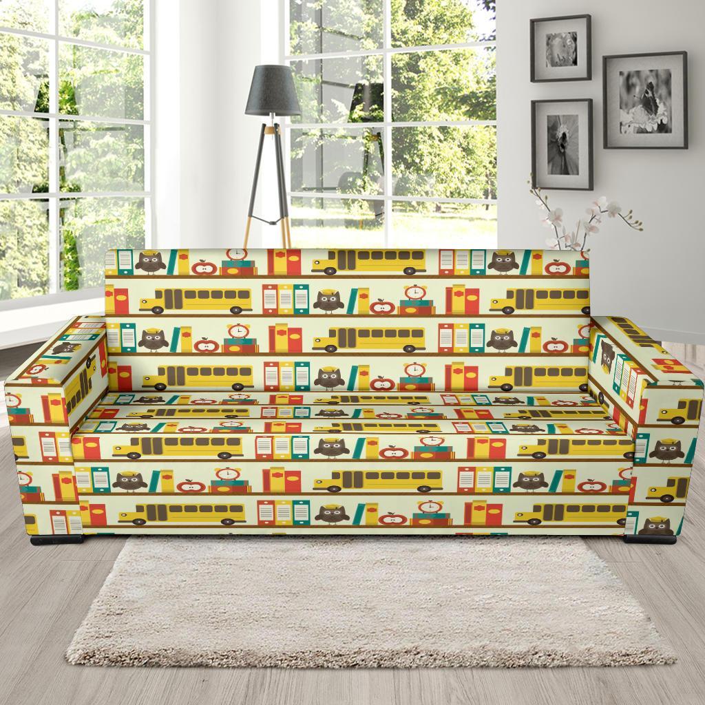 School Bus Print Pattern Sofa Covers-grizzshop