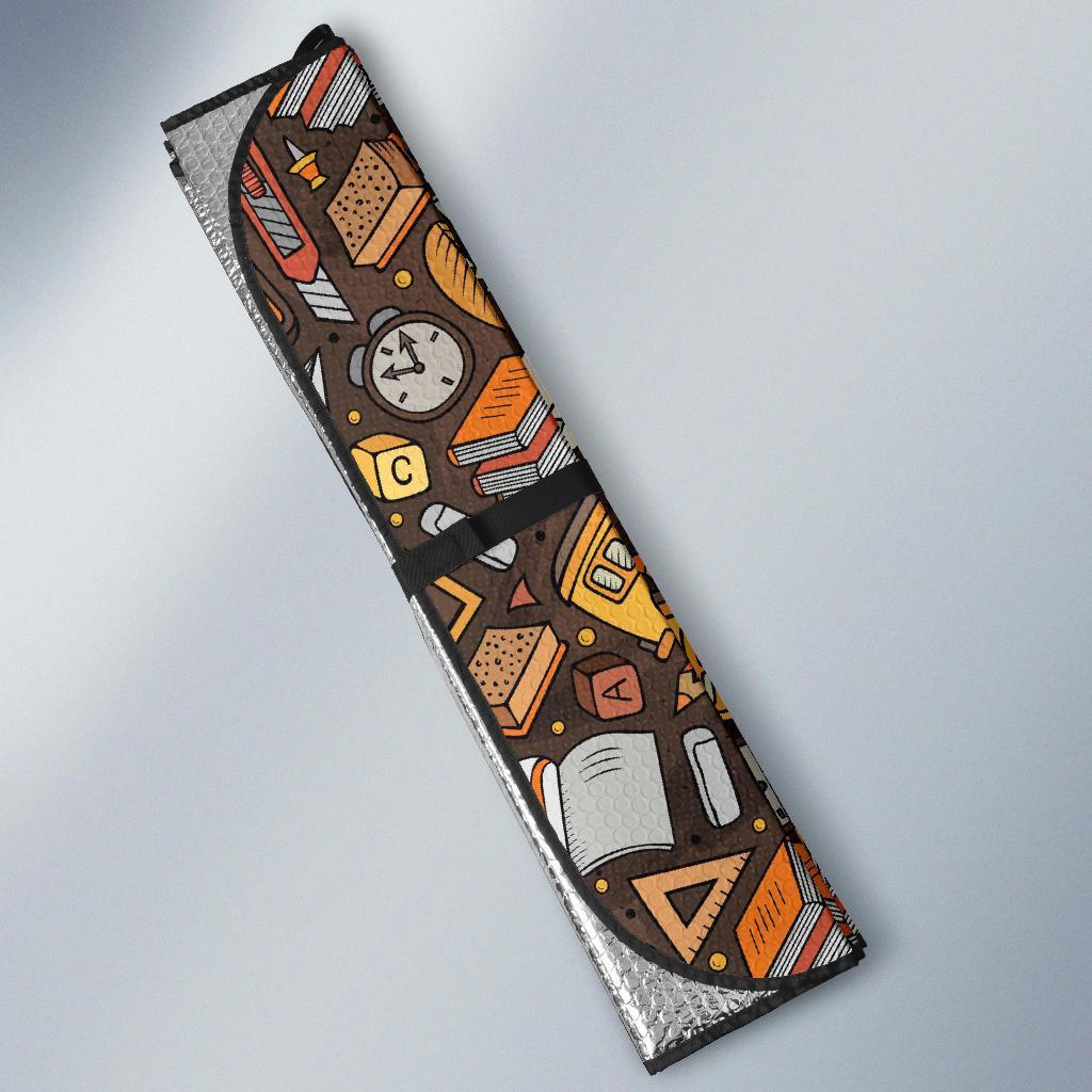 School Bus Teacher Pattern Print Car Sun Shade-grizzshop