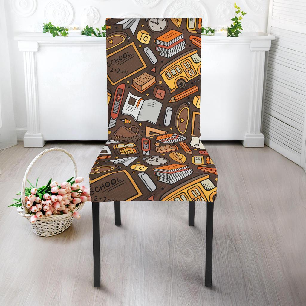 School Bus Teacher Pattern Print Chair Cover-grizzshop