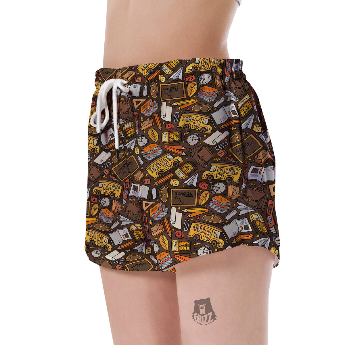 School Bus Teacher Pattern Print Women's Shorts-grizzshop