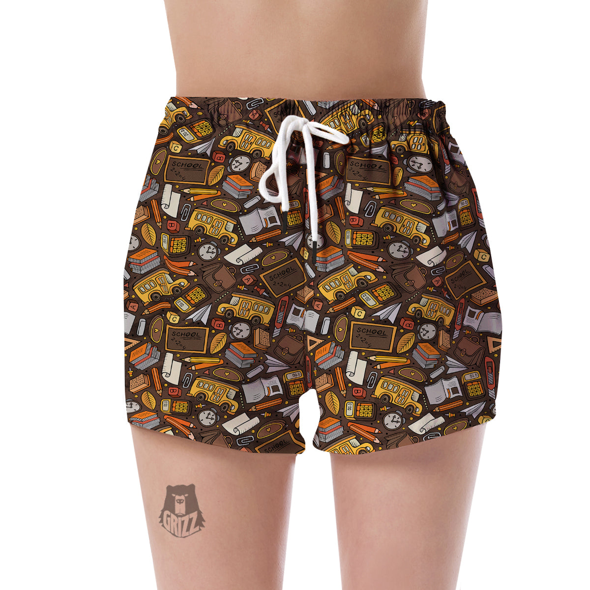 School Bus Teacher Pattern Print Women's Shorts-grizzshop