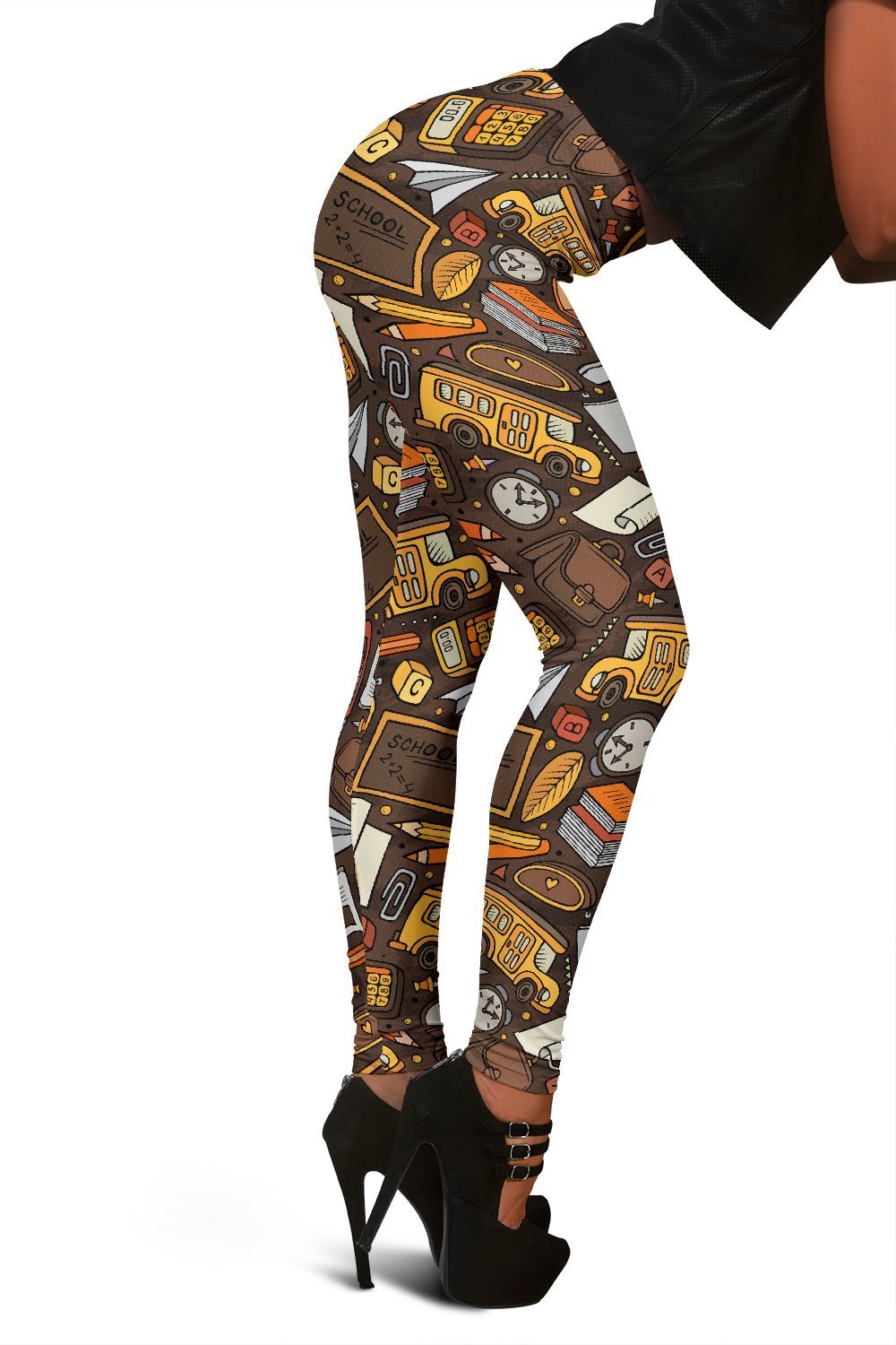 School Bus Teacher Print Pattern Women Leggings-grizzshop