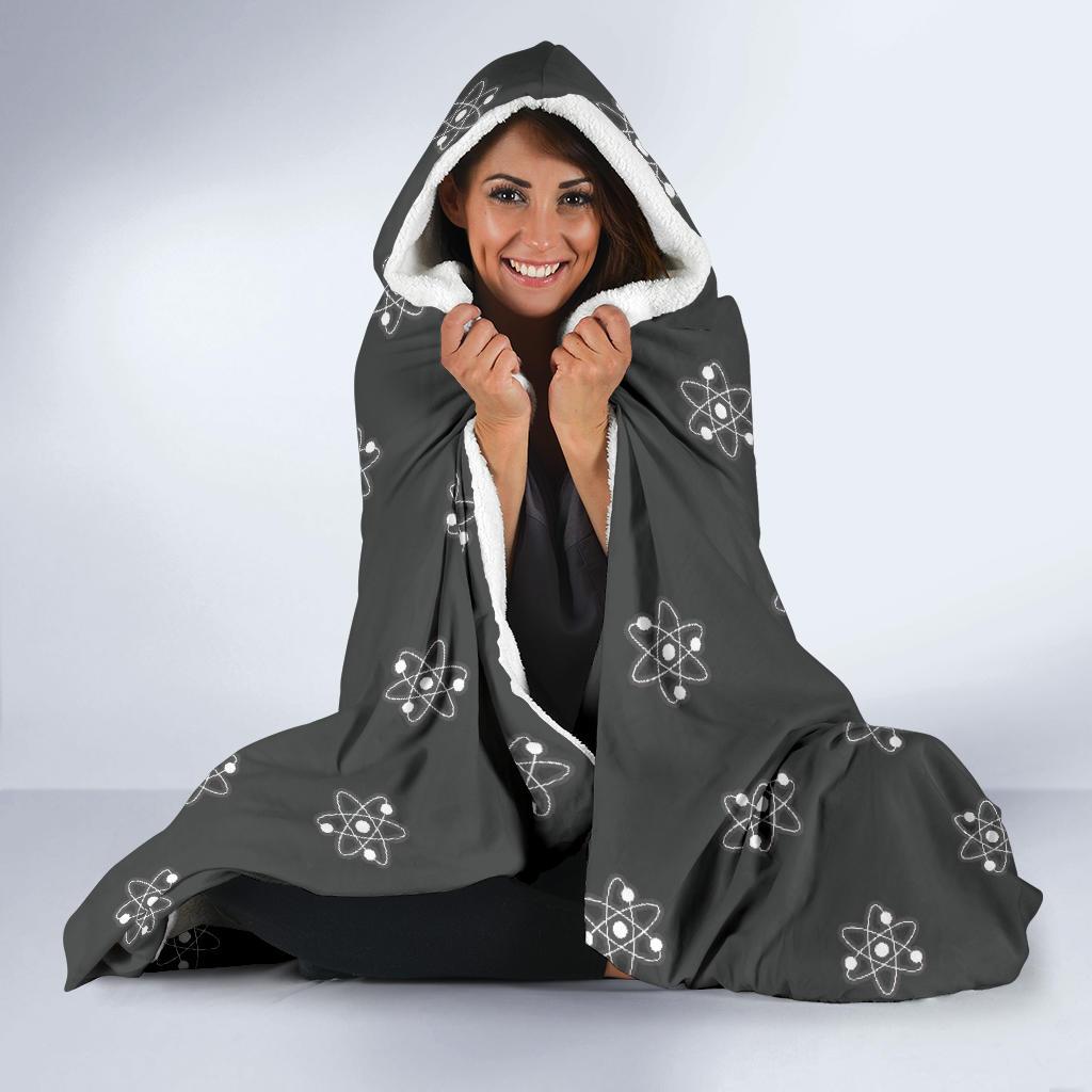 Science Atom Pattern Print Hooded Blanket-grizzshop