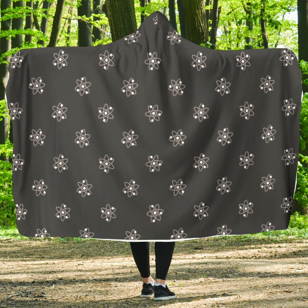 Science Atom Pattern Print Hooded Blanket-grizzshop