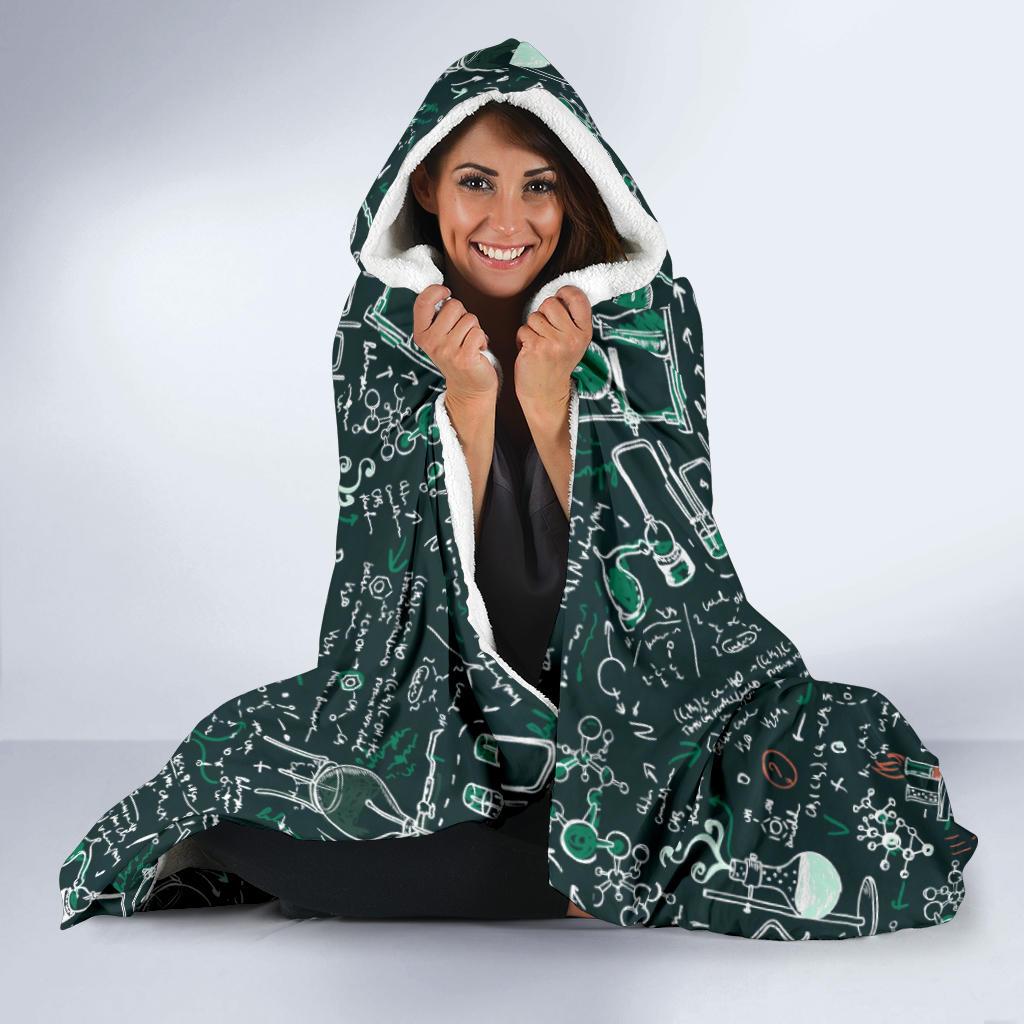 Science Chemistry Pattern Print Hooded Blanket-grizzshop