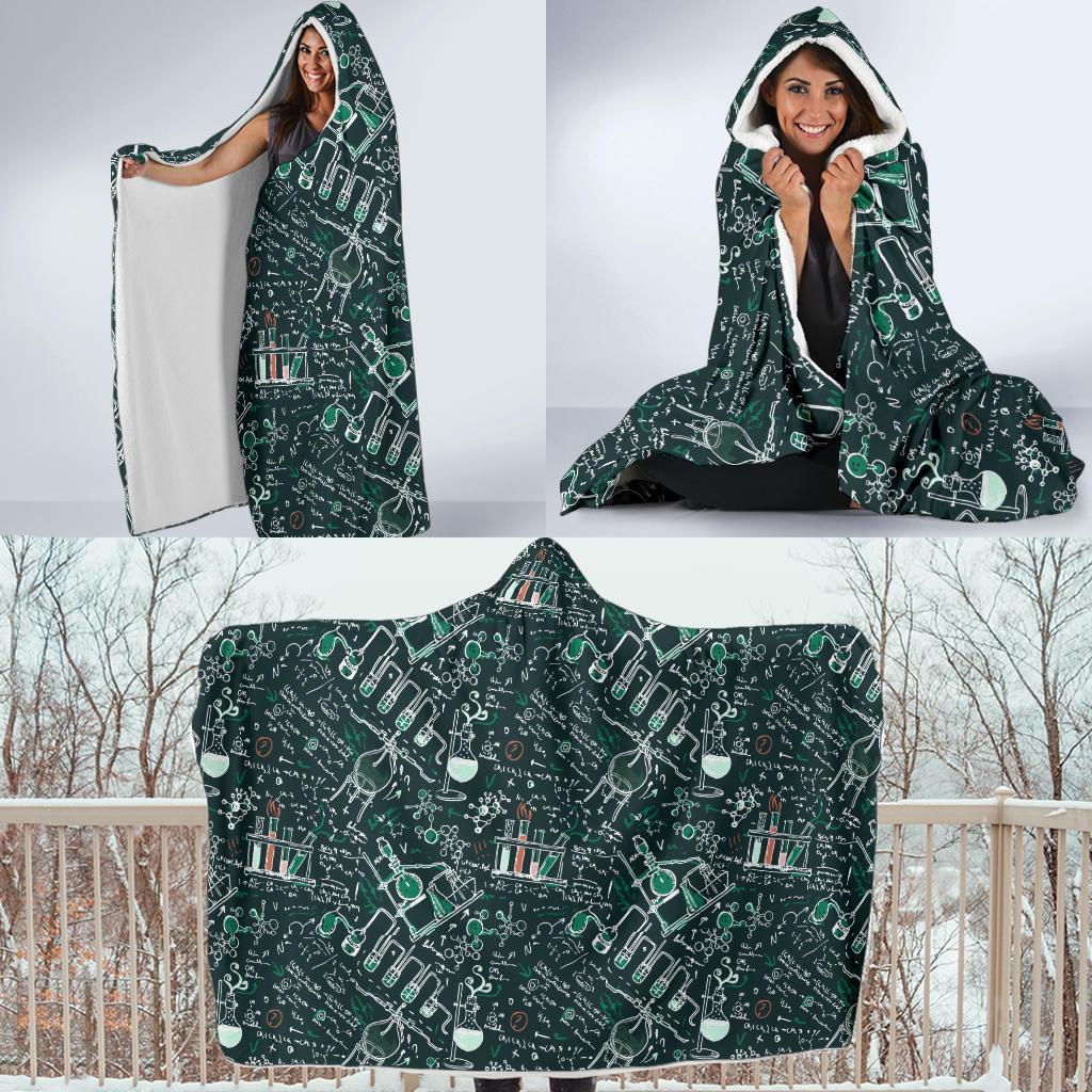 Science Chemistry Pattern Print Hooded Blanket-grizzshop