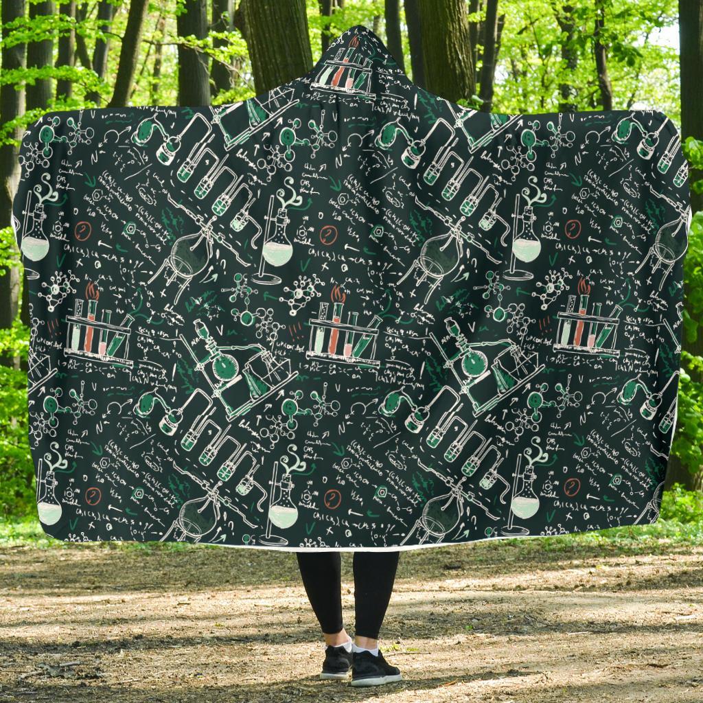 Science Chemistry Pattern Print Hooded Blanket-grizzshop