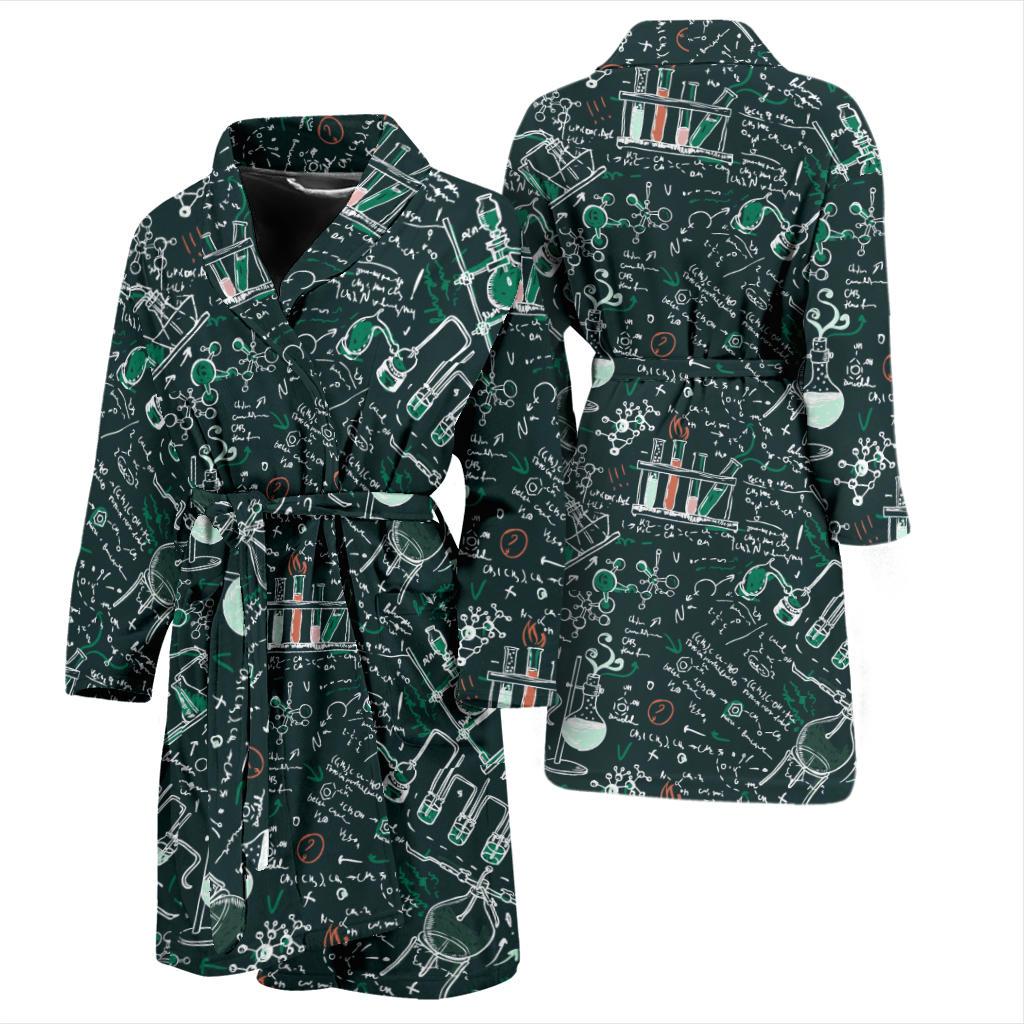 Science Chemistry Pattern Print Men Long Robe-grizzshop