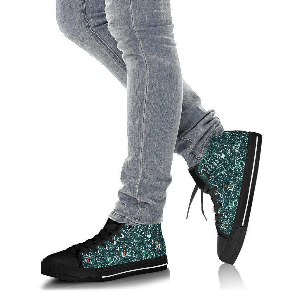 Science Chemistry Pattern Print Men Women's High Top Shoes-grizzshop