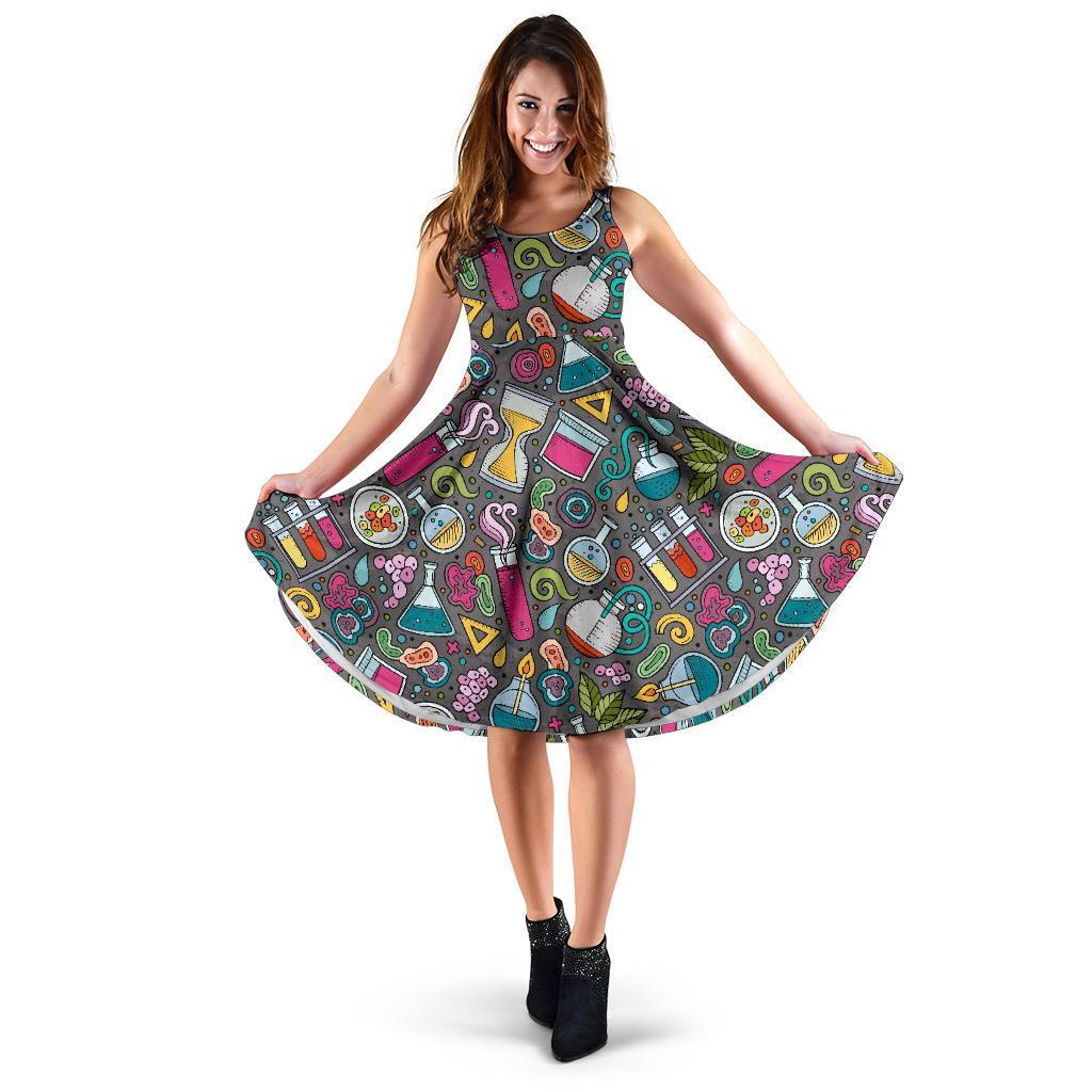 Science Chemistry Print Pattern Dress-grizzshop