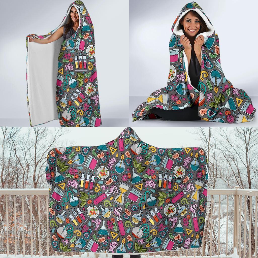 Science Chemistry Print Pattern Hooded Blanket-grizzshop
