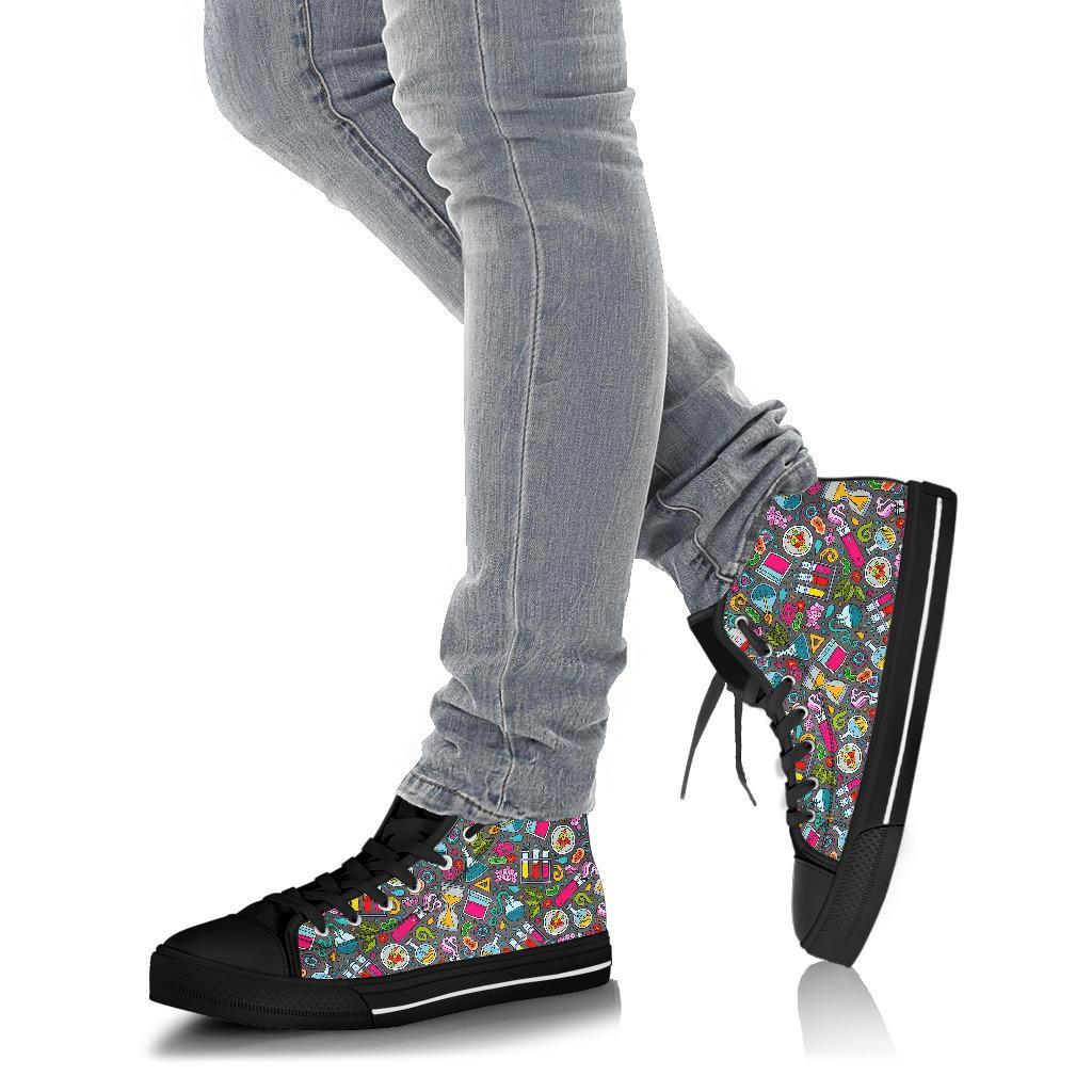 Science Chemistry Print Pattern Men Women's High Top Shoes-grizzshop