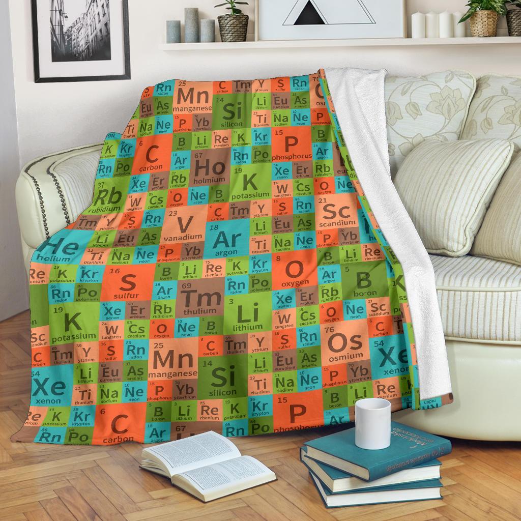 Science Periodic Table Pattern Print Blanket-grizzshop