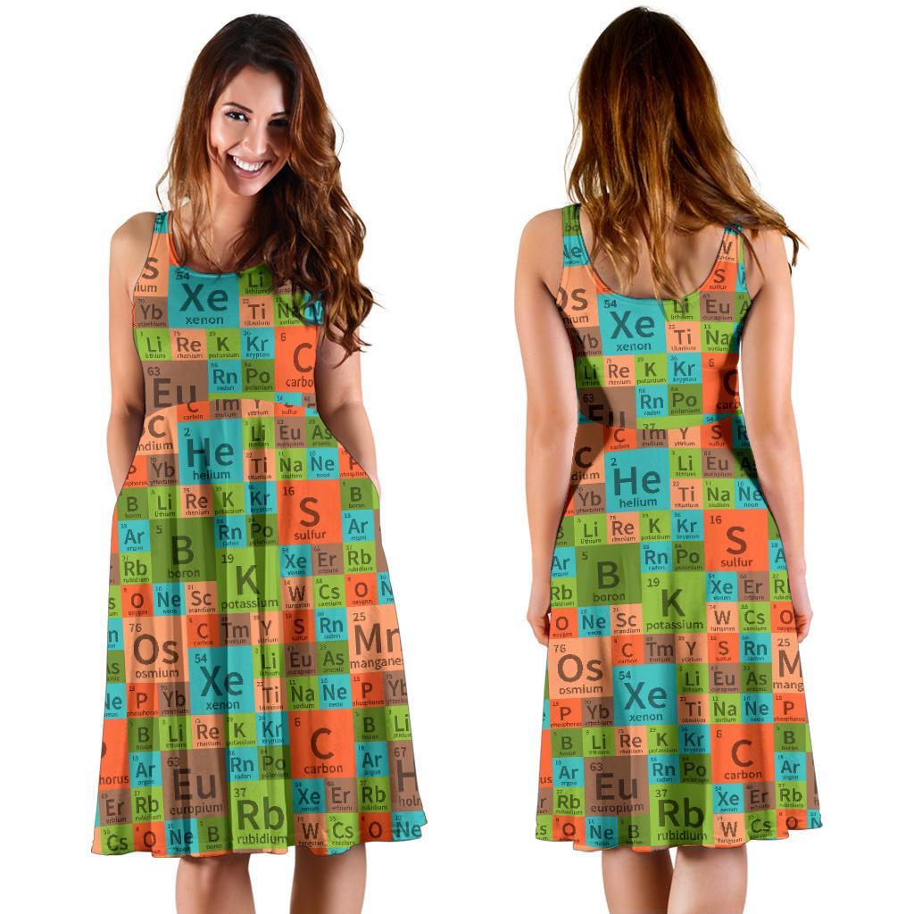 Science Periodic Table Pattern Print Dress-grizzshop