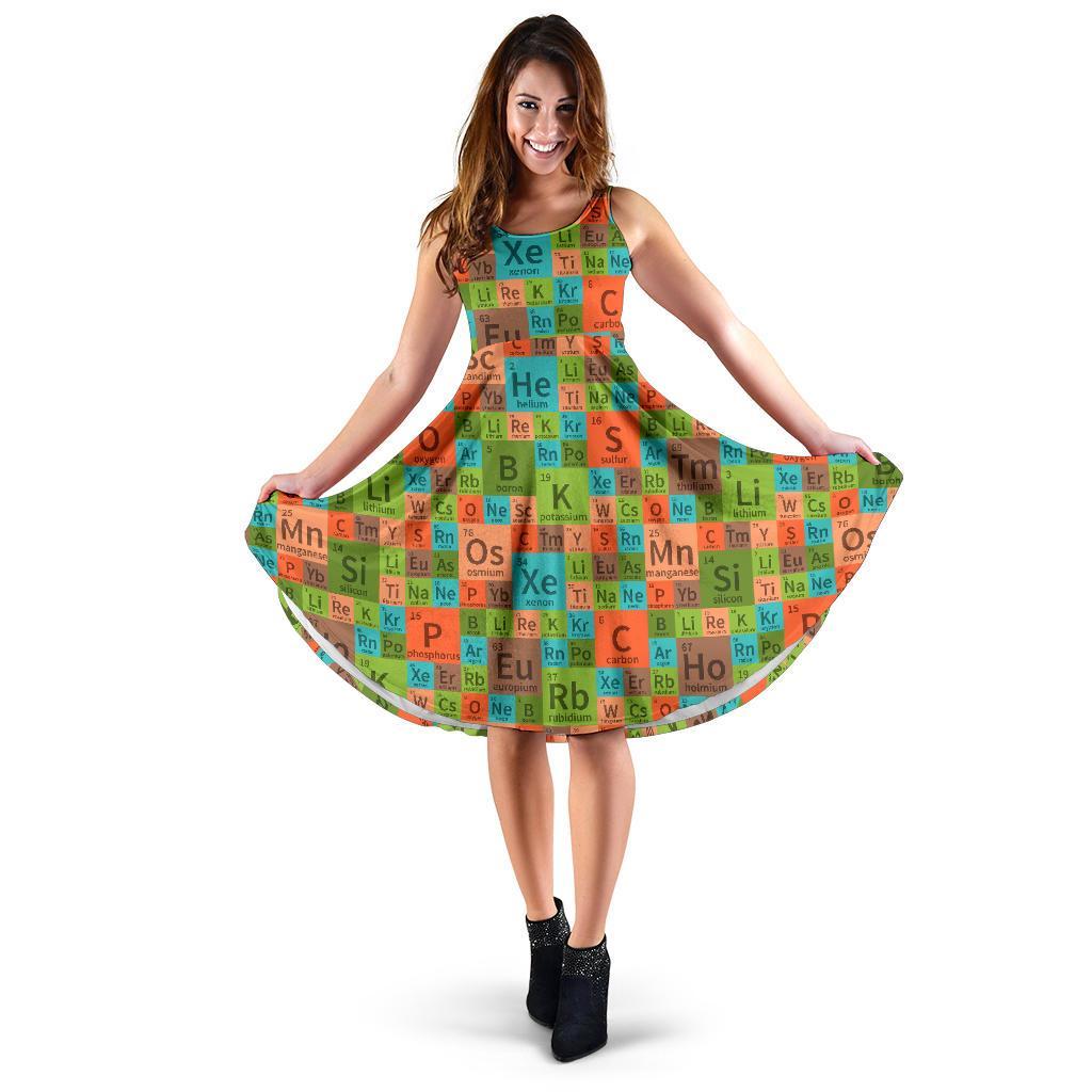 Science Periodic Table Pattern Print Dress-grizzshop