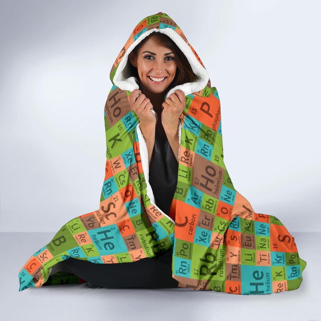 Science Periodic Table Pattern Print Hooded Blanket-grizzshop