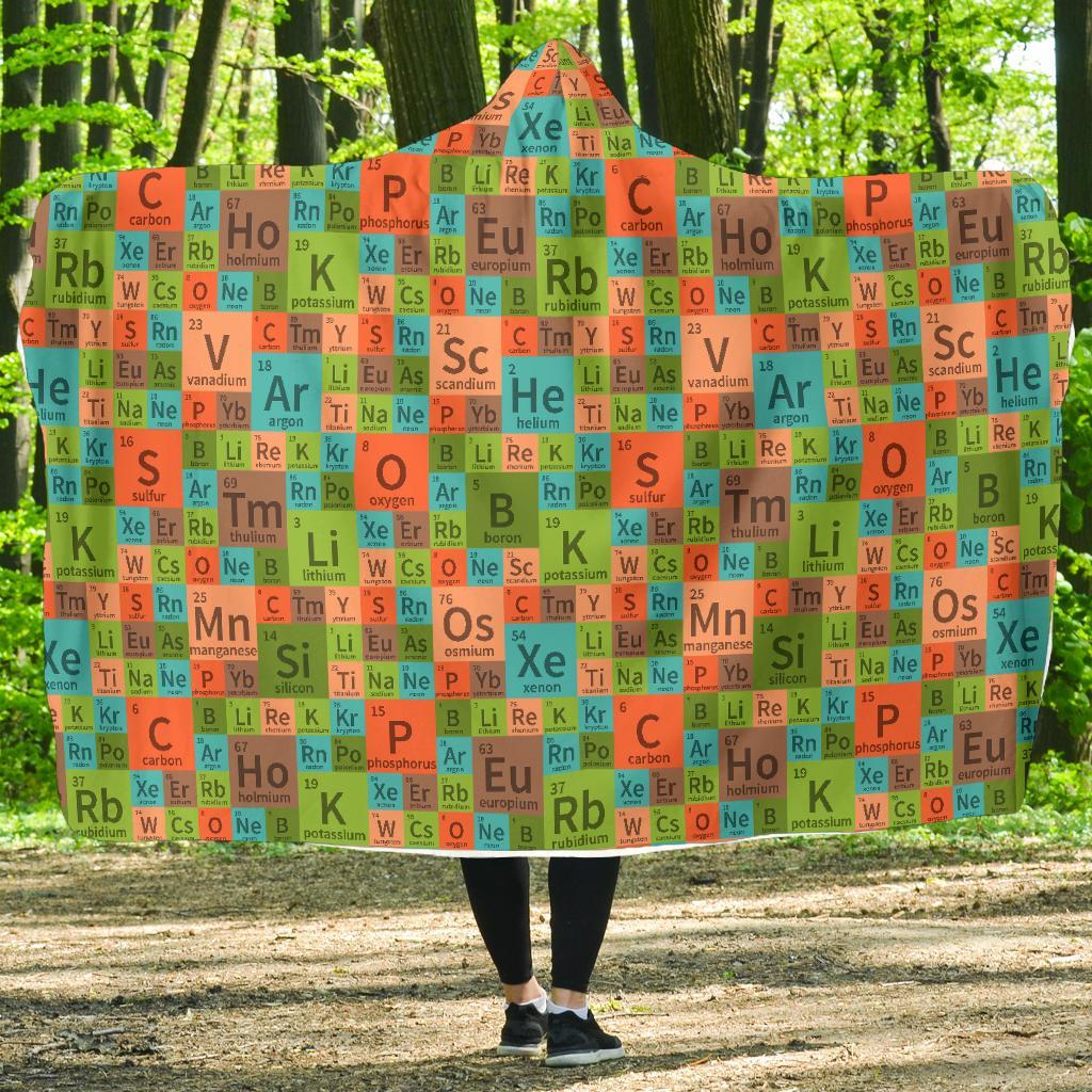 Science Periodic Table Pattern Print Hooded Blanket-grizzshop