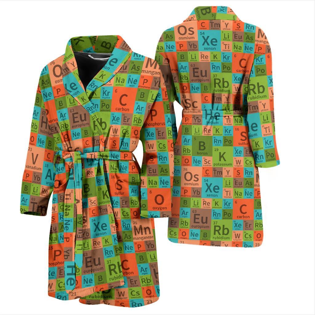 Science Periodic Table Pattern Print Men Long Robe-grizzshop