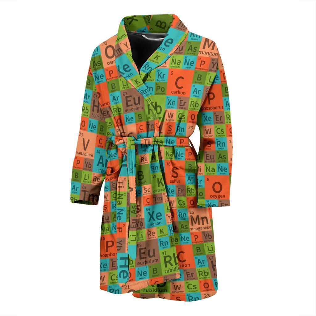 Science Periodic Table Pattern Print Men Long Robe-grizzshop