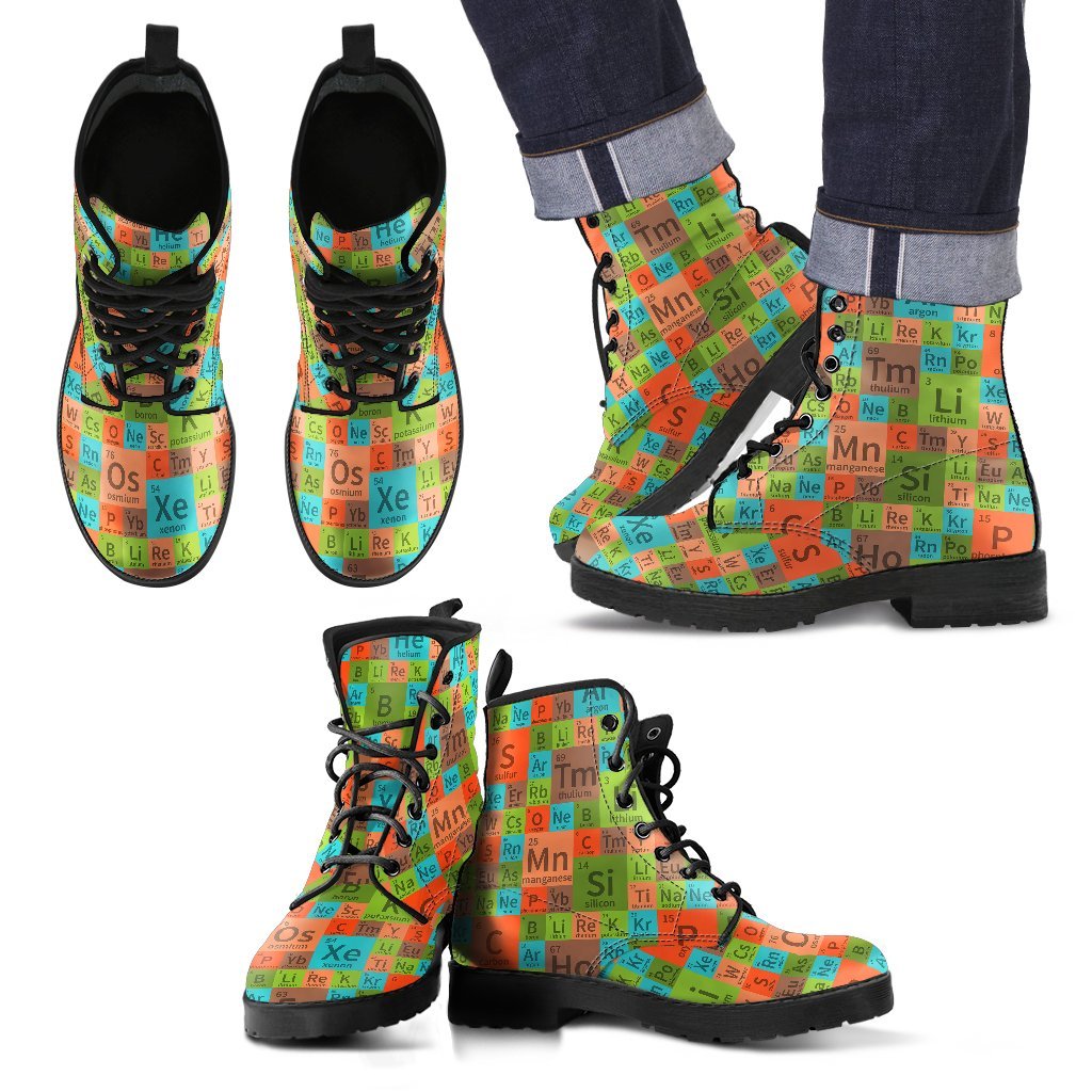 Science Periodic Table Pattern Print Men Women Leather Boots-grizzshop