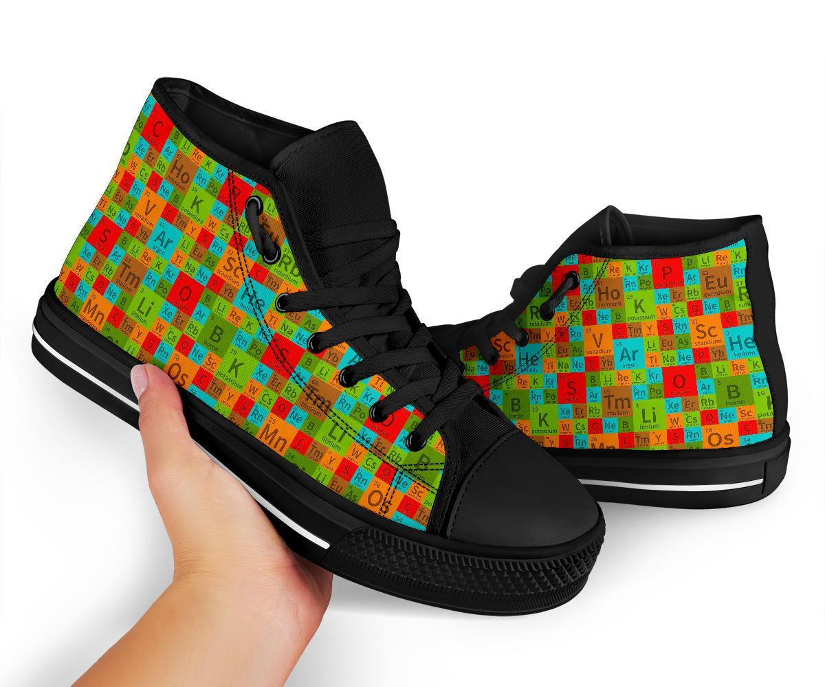 Science Periodic Table Pattern Print Men Women's High Top Shoes-grizzshop