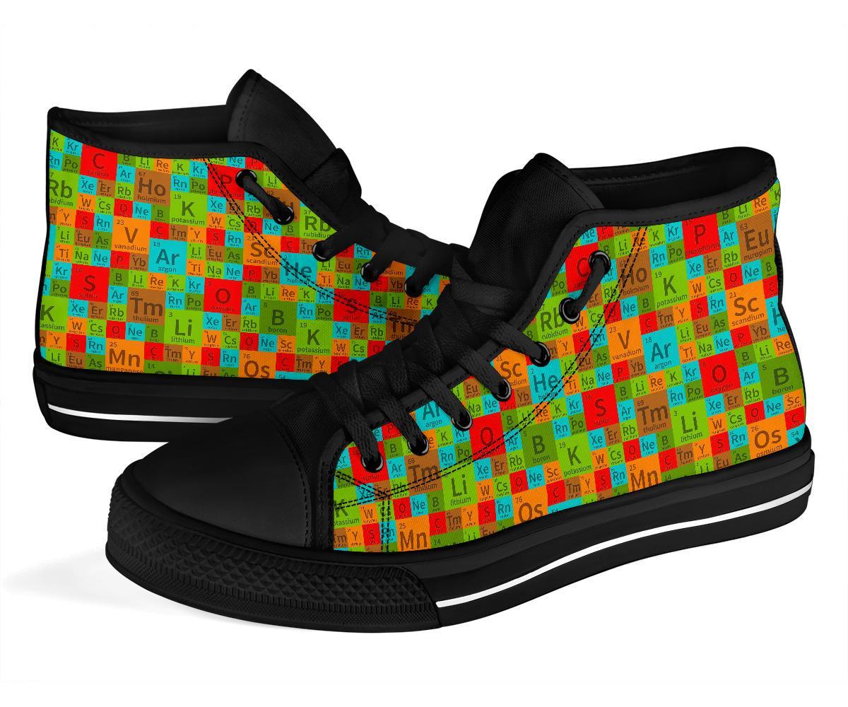 Science Periodic Table Pattern Print Men Women's High Top Shoes-grizzshop