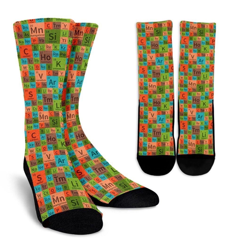 Science Periodic Table Pattern Print Unisex Crew Socks-grizzshop