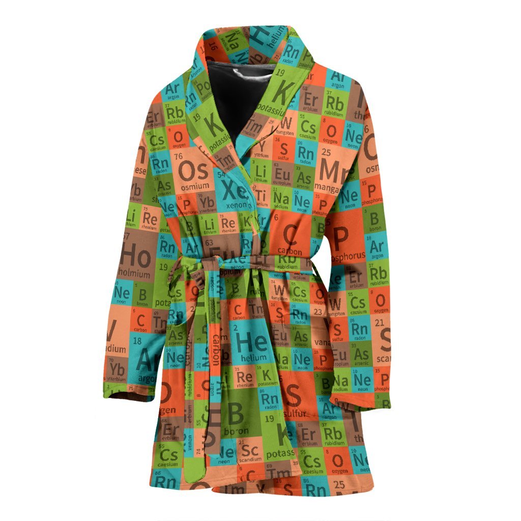 Science Periodic Table Pattern Print Women Long Robe-grizzshop
