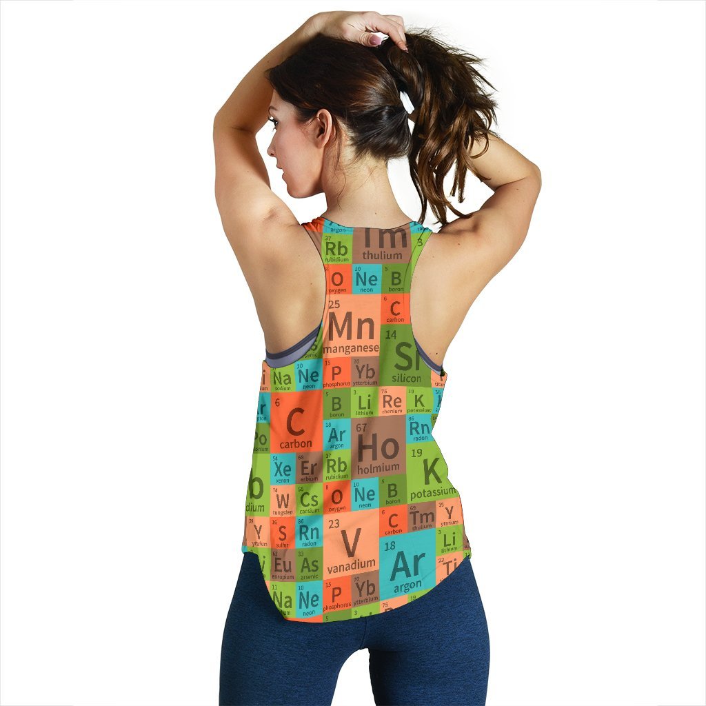 Science Periodic Table Pattern Print Women's Racerback Tank Tops-grizzshop