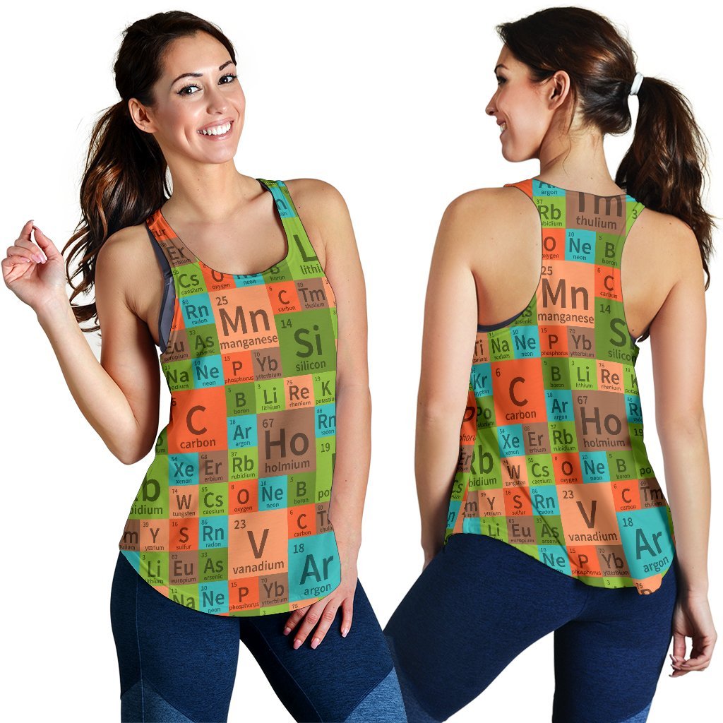 Science Periodic Table Pattern Print Women's Racerback Tank Tops-grizzshop