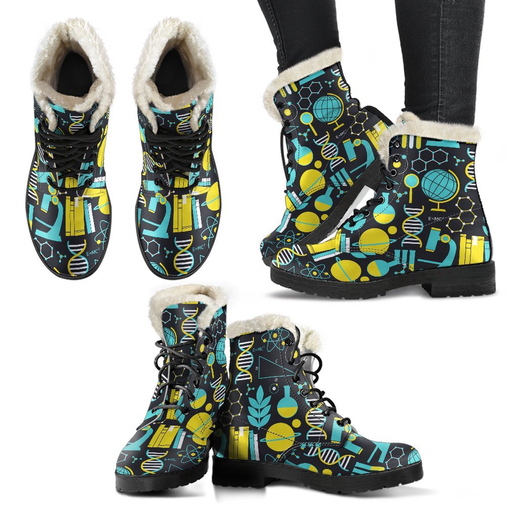 Science Chemistry Pattern Print Comfy Winter Boots-grizzshop